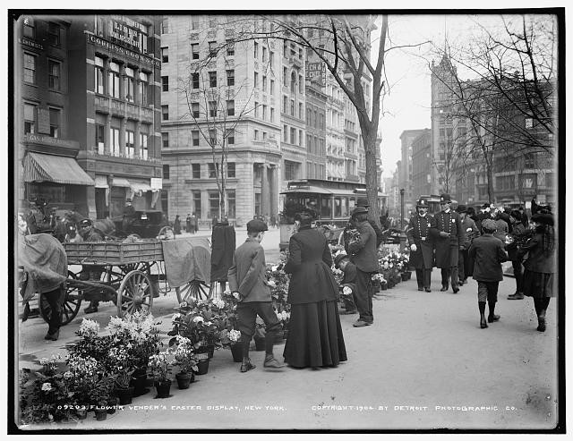 Photo:New York City NY 1904 Flower Vendor Easter Display Street Scene