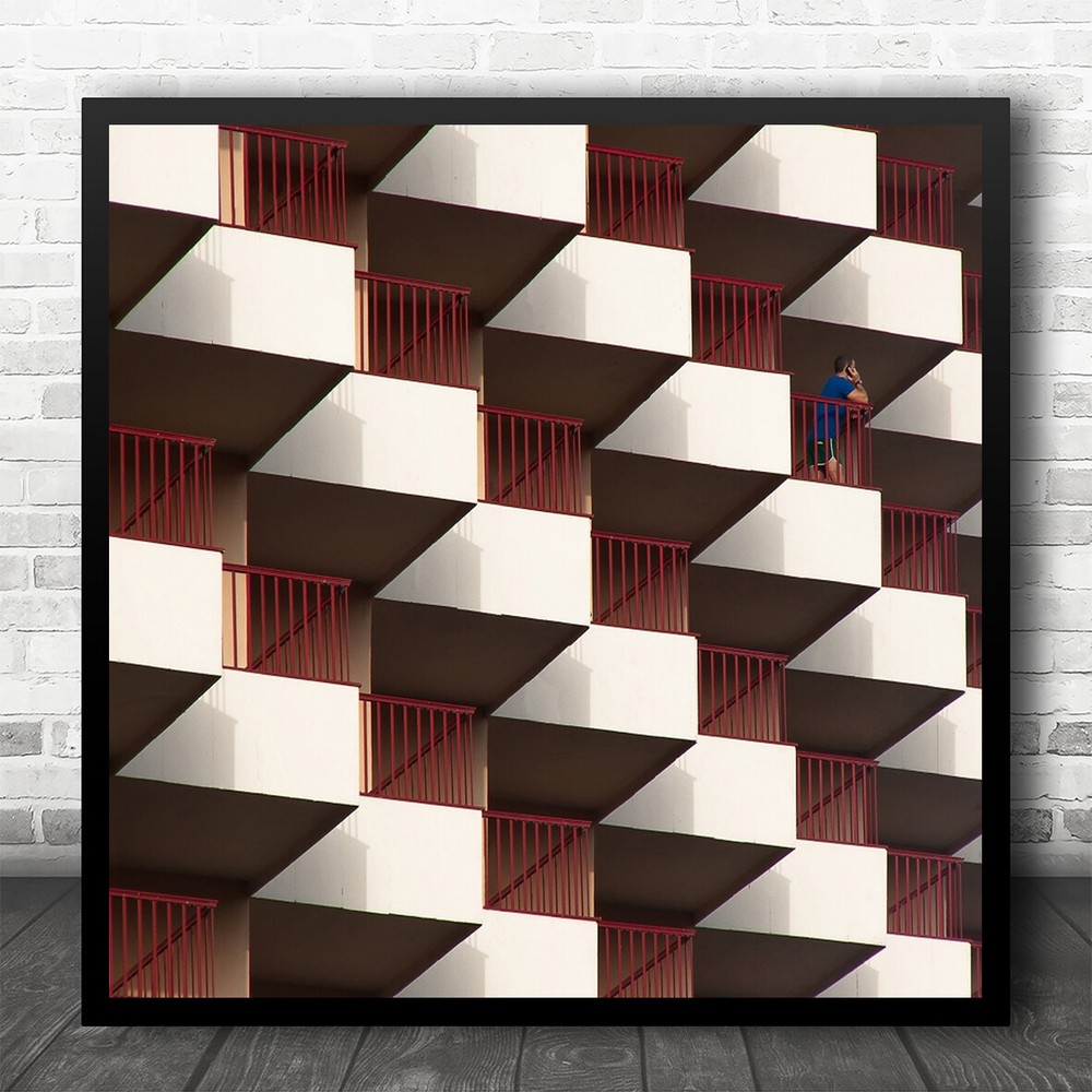 Urban Fuengirola Balcony Terrace Pattern Balconies Architecture Square Art Print