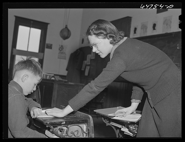Stark County North Dakota Rural School Classroom Teacher Student 1942