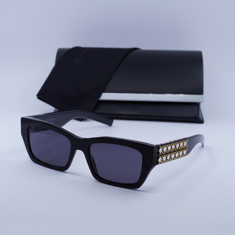 Givenchy GV40077I 01A Shiny Black Grey Studs Sunglasses 54-18-145 New Authentic