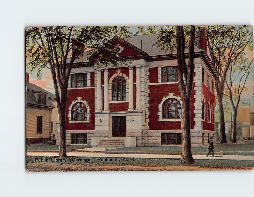 Postcard Public Library (Carnegie) Rochester New Hampshire USA