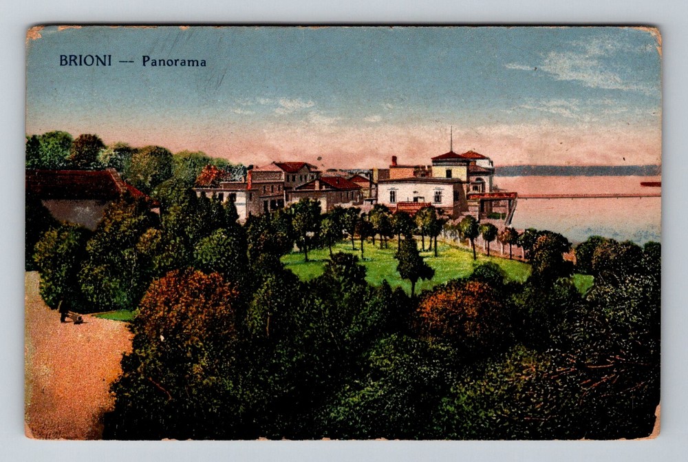 Croatia- Brioni Panorama Town & Adriatic Sea View Old Postal PC Vintage Postcard