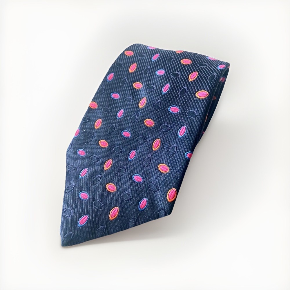 Paul Stuart Jacquard Design Geo Pattern Silk Neck Tie Made In USA 59 x 3.75