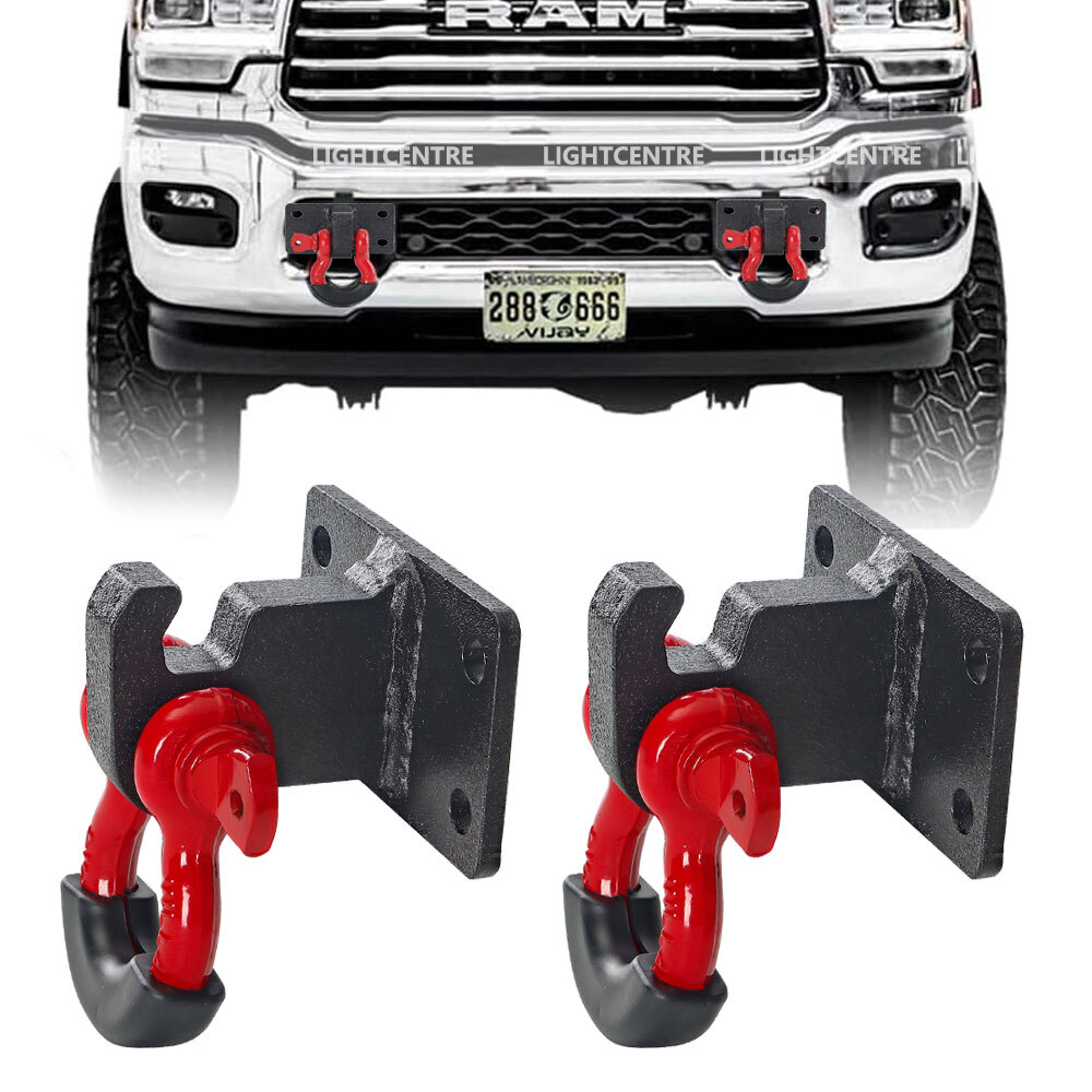 2010-2020 Dodge Ram 2500 3500 Heavy-Duty Front Tow Hook Bracket with D-Ring Shackles