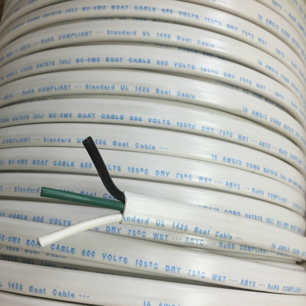 16/3 AWG Gauge Marine Grade Wire AC, Boat Cable, Tinned Copper, Flat Triplex-image