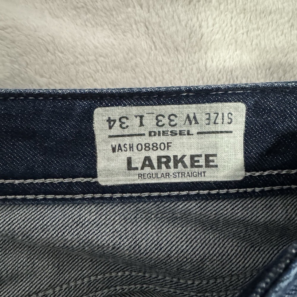 DIESEL Jeans Mens 33x34 Larkee Regular Straight Fit Button Fly Medium Wash