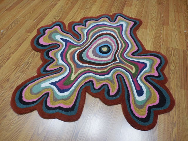 Tibetan Abstract Graffiti Rug Shape Handmade Kids Boho Rug Aesthetic Rug 4x4 Ft-image