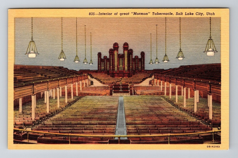 Salt Lake City UT-Utah, Interior Great Mormon Tabernacle, Vintage Postcard