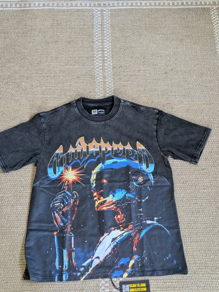 hellstar Men's Black Graphic Print Crew Neck Short Sleeve Cotton T-Shirt Size M