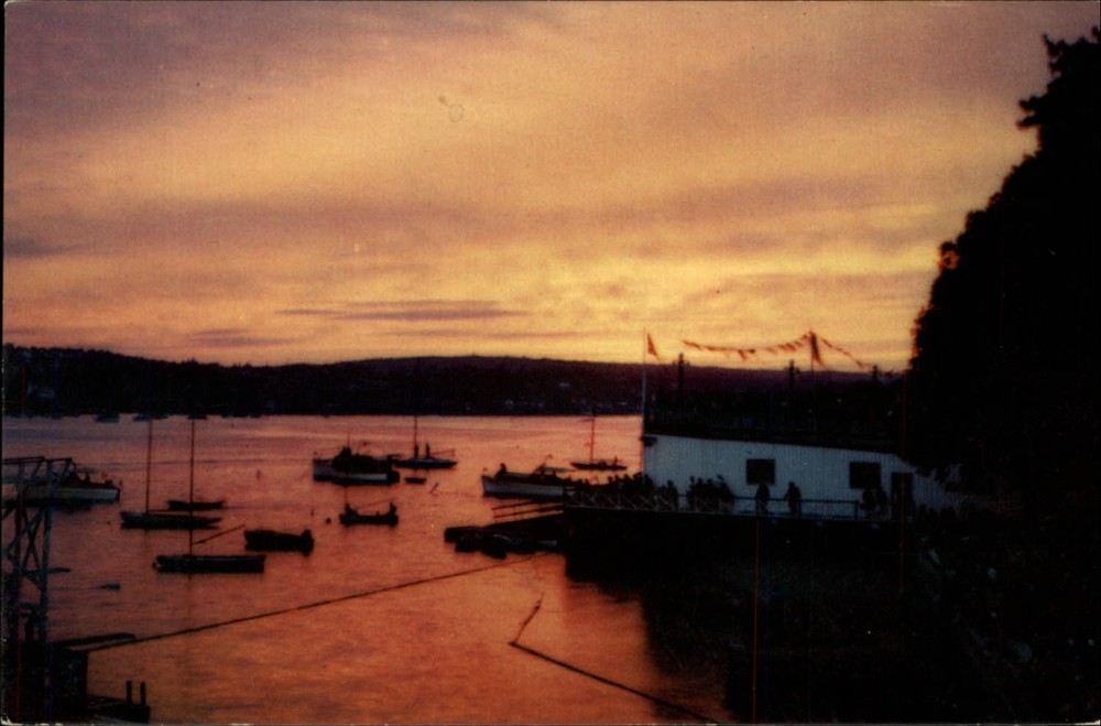 Sunset on North West Arm ~ Halifax Nova Scotia ~ boats ~ vintage postcard
