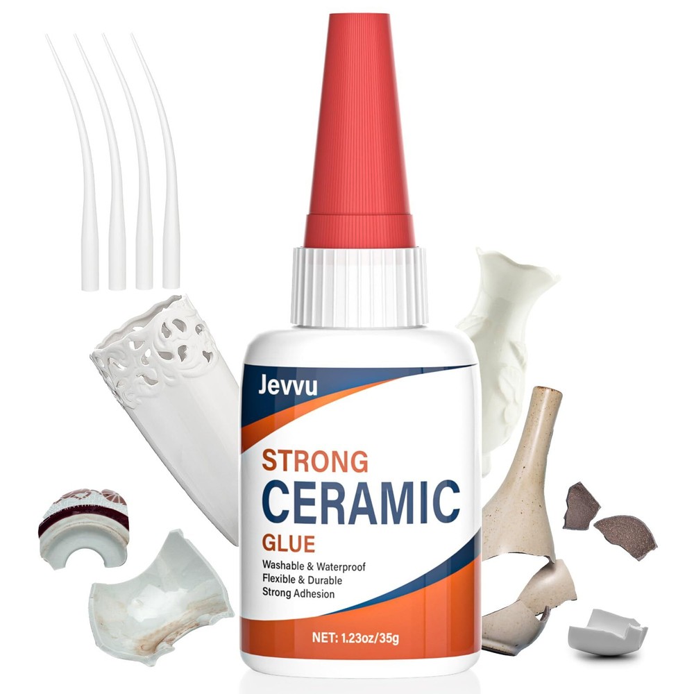 Jevvu 35g Ceramic Glue for Porcelain Pottery Tile Jewelry Repair Strong Bond