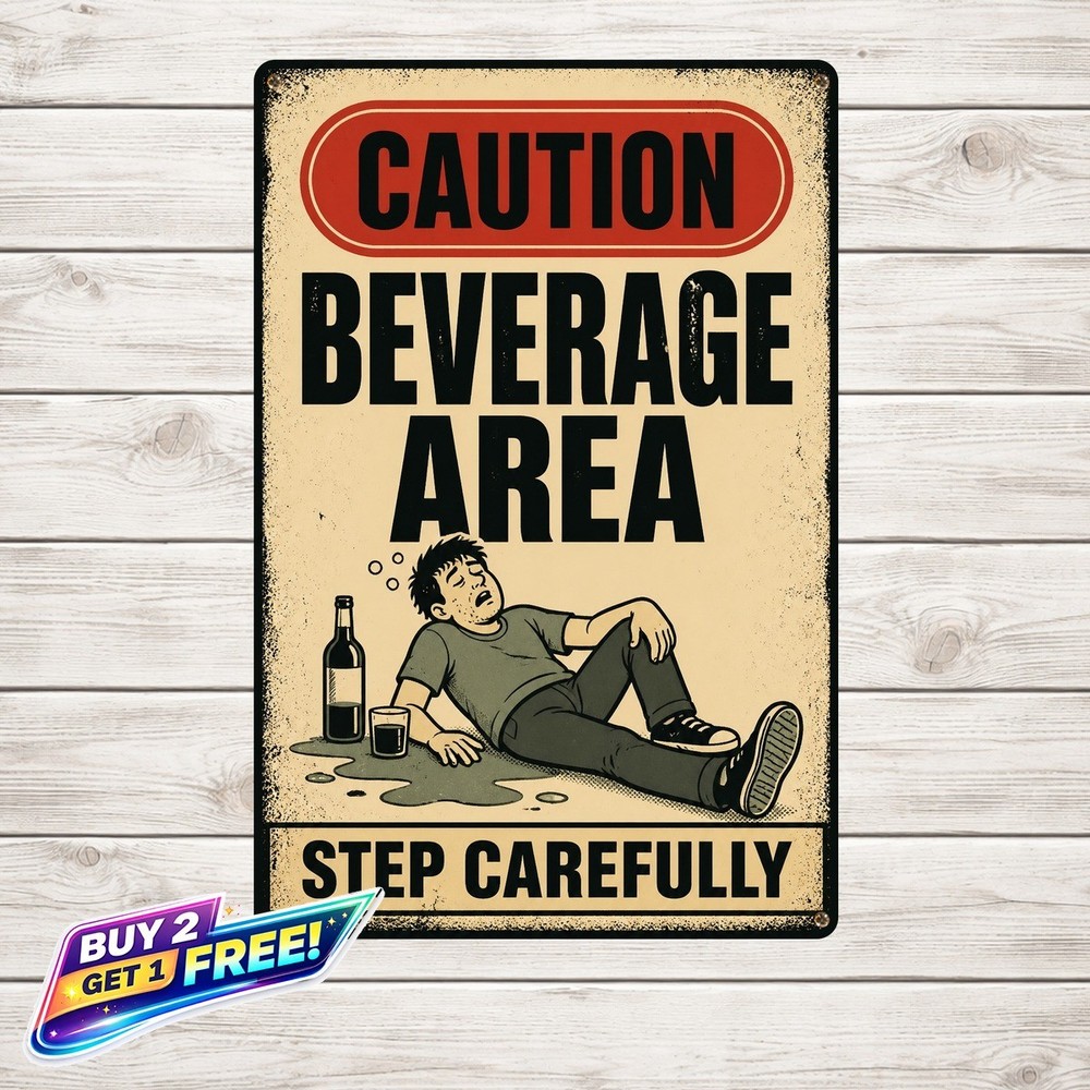 Drinking Zone Bar Rules Sign Funny Pub Man Cave Metal Tin Wall Art Plaque