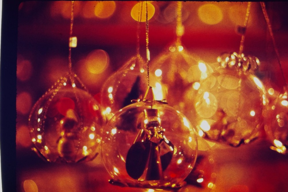 c1970's 35mm Slide Film Clear Glass Christmas Ornaments Holiday Lights