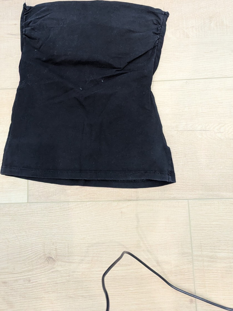 OCHHOUSE Women's Black Solid Strapless Sleeveless Cotton Jersey Tube Top Size S