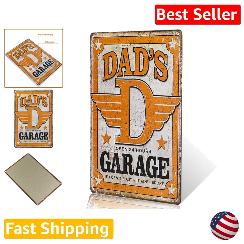 Creative Funny Humorous Daddy Father Garage Tin Metal Sign Decor - 12 x 8 inches