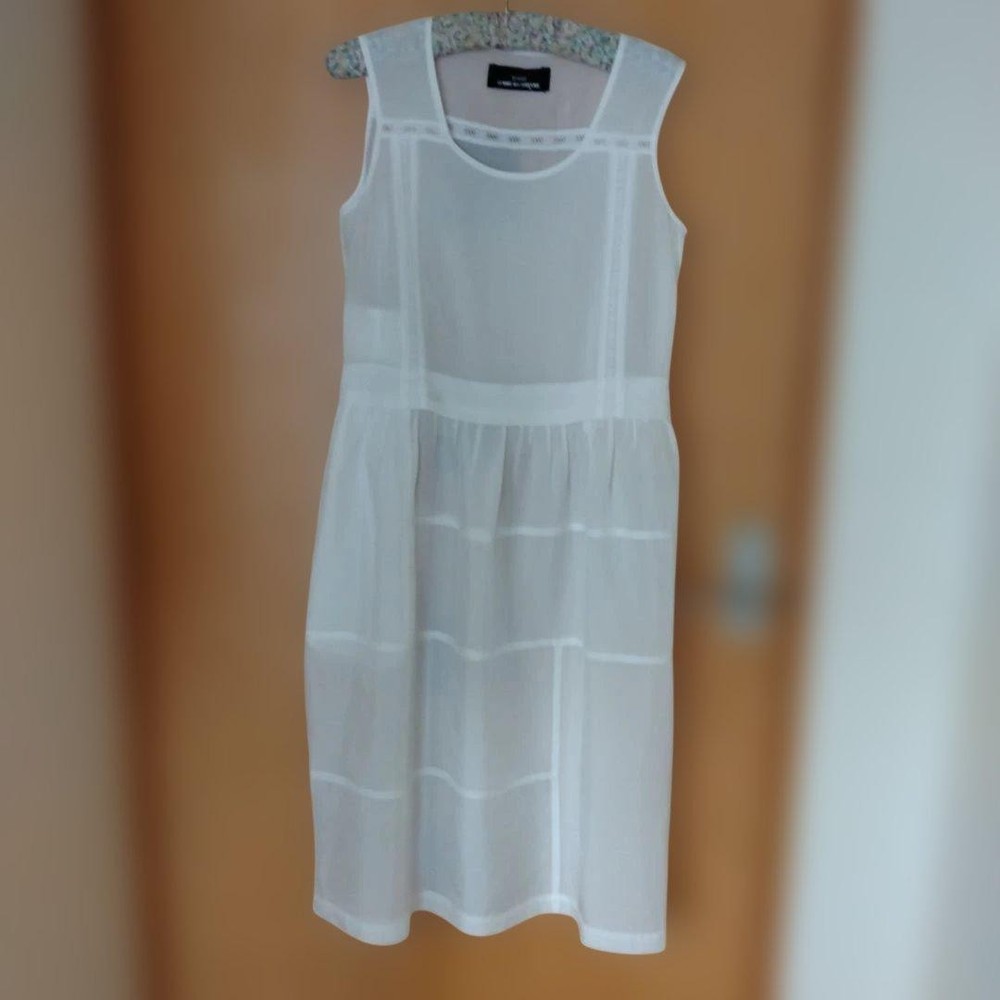 tricot Comme des Garcons White Sleeveless Knee-Length Dress Made in Japan Size F