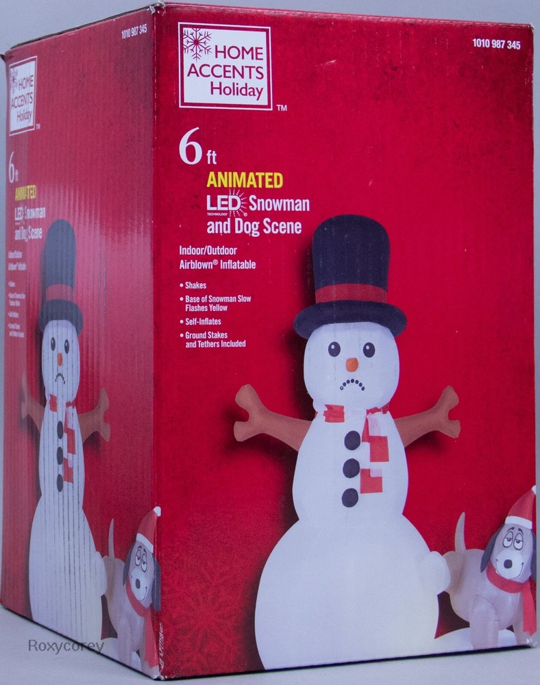 6ft Animated Snowman and Dog Christmas Inflatable Scene New in Box