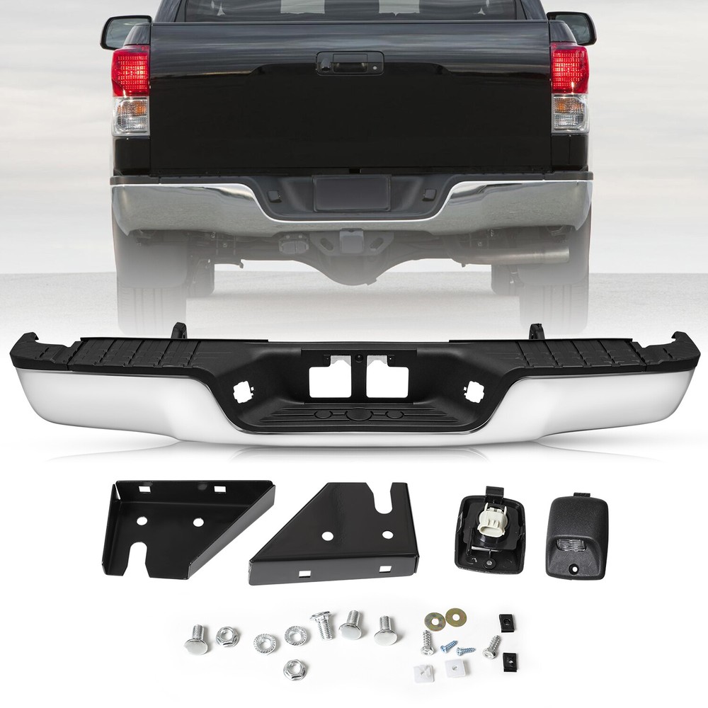 Rear Step Bumper Assembly For 2007-2013 Toyota Tundra Chrome  W/o Sensor Holes
