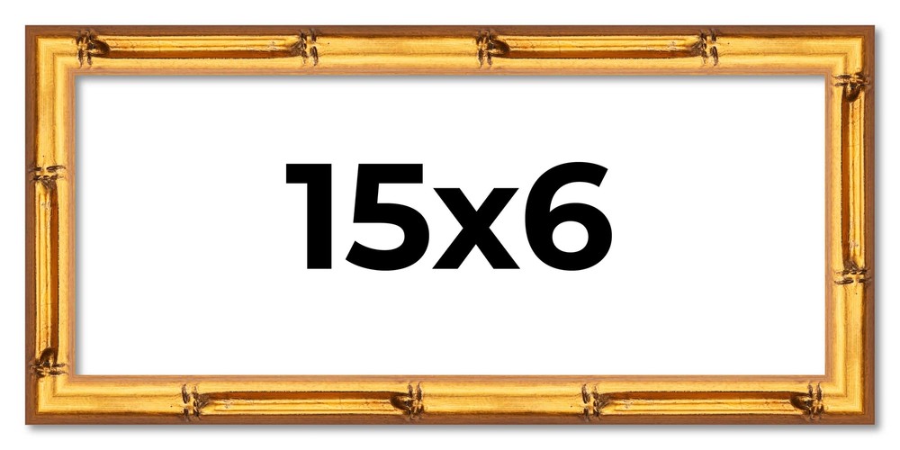 15x6 Frame Gold Bamboo Solid Wood Picture Frame | 1 Inch Moulding Width | Interi