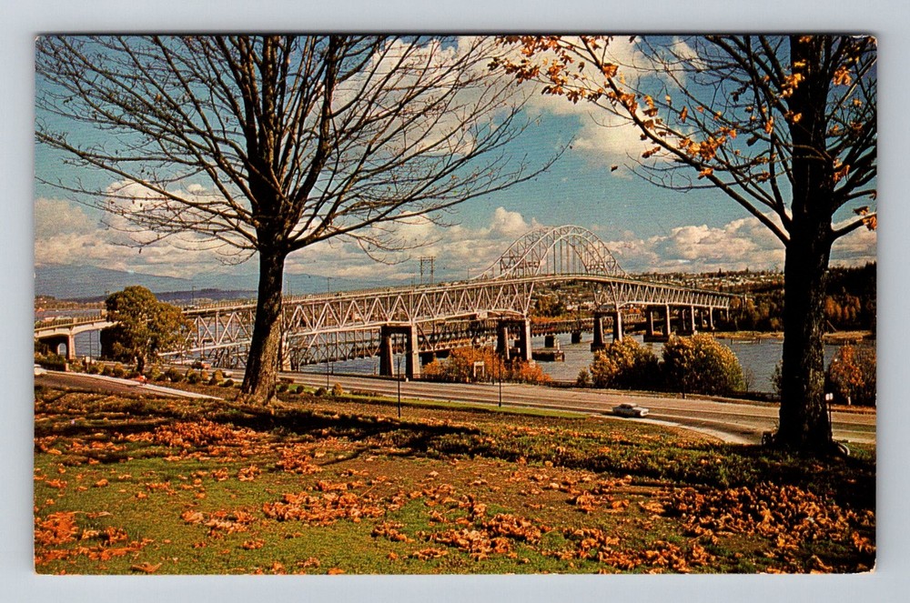 Canada- New Westminster B.C. Pattullo Bridge Fraser River Old Vintage Postcard