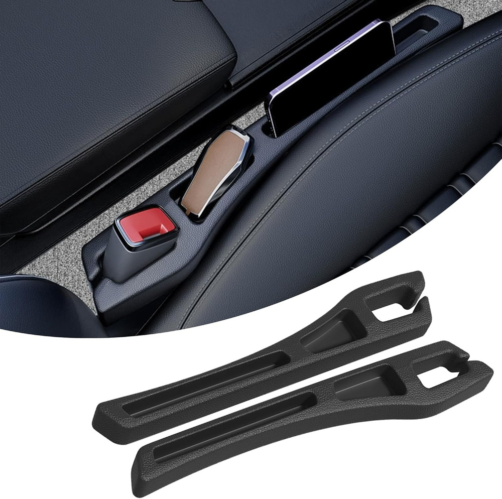 2PCS Car Seat Gap Filler Organizer for Phones Keys Cards - Black