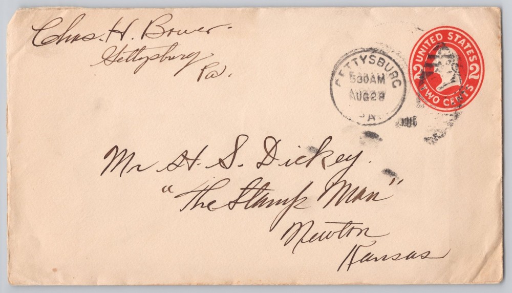 Pittsburg, PA 2c Red Postal Stationery Envelope, Addressed, Circular Cancel