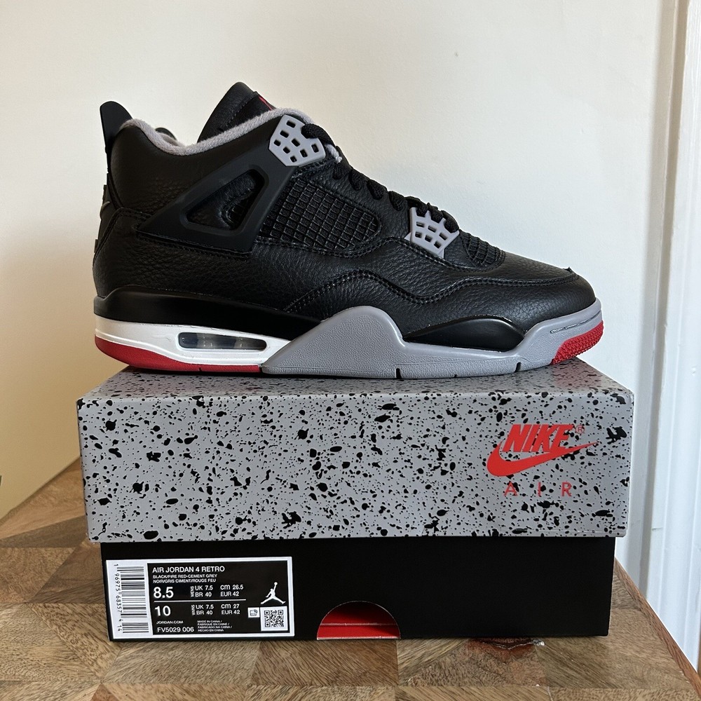 Nike Air Jordan 4 IV Retro Bred Reimagined Sz 8.5 FV5029-006 Black Cement NEW
