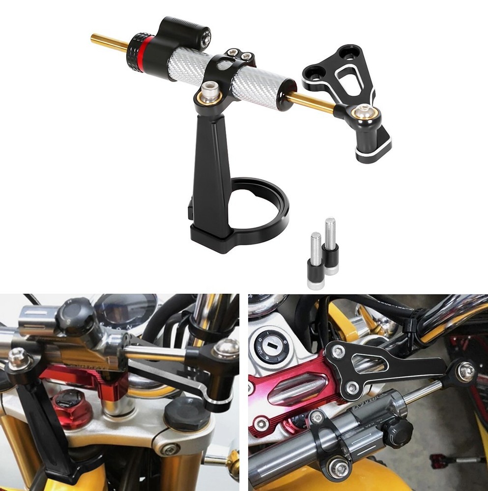 Black Front Steering Damper Stabilizer & Bracket For Honda MONKEY 125 2019-2024