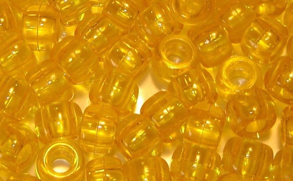 ACID YELLOW 9x6mm Transparent Pony Beads 100pc USA Made Acrylic Craft Jewelry Supplies-image