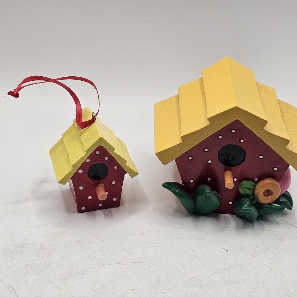 Mary Engelbreit Bird House Trinket Box And Ornament Strawberry Design Set Of 2