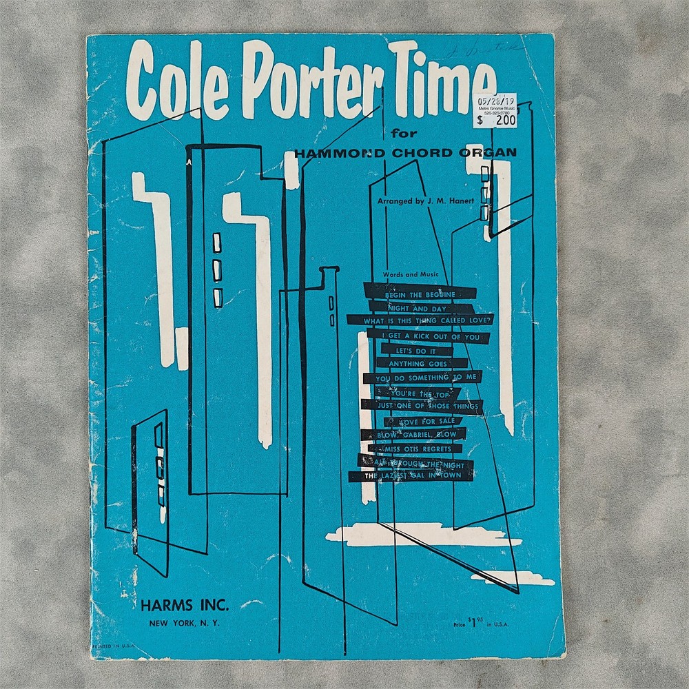 1965 Cole Porter Time Hammond Chord Organ Sheet Music Songbook Harms USA Vintage