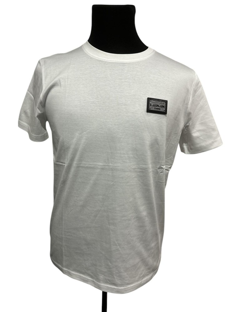 Balmain White T Shirt with Logo Size M