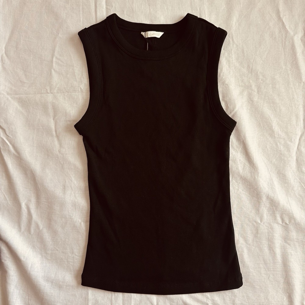 Zara RIB TANK TOP Women's Sleeveless Black Size Medium NWT