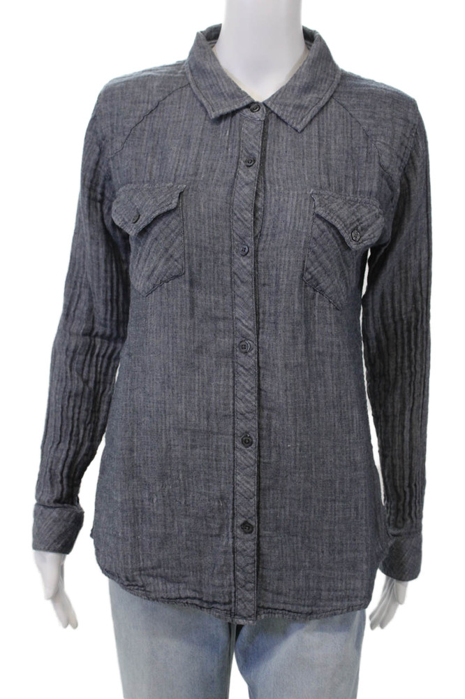 Rails Womens Cotton Long Sleeve Solid Casual Button Down Shirt Gray Size LFree Shipping in US $100+ Orders | $6.95 Orders Below