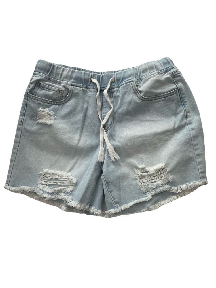 YMI Easy Fit Dream Collection denim Shorts Women's Large Drawstring Distressed