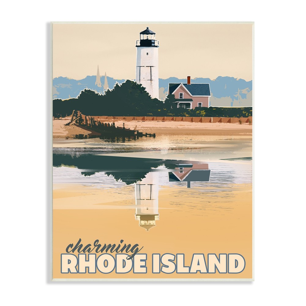 Stupell Travel Charming Rhode Island Seaside Lighthouse