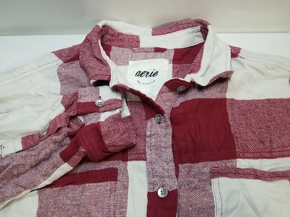 Aerie Womens Flannel Plaid Button Up Long Sleeve Shirt Small