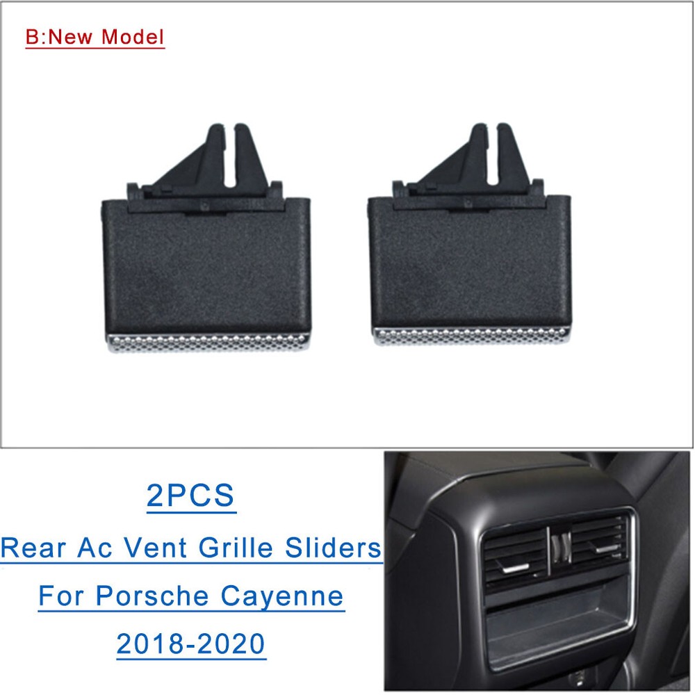 2PCS Car Rear Air AC Vent Grille Clip Slider Trims For Porsche Cayenne 2018-2020