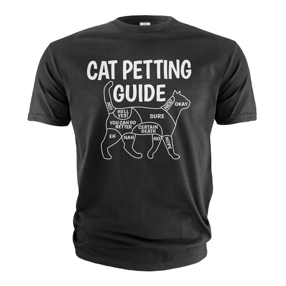 Funny cat petting guide T-shirt cat owner gifts cat mom cat dad funny shirts