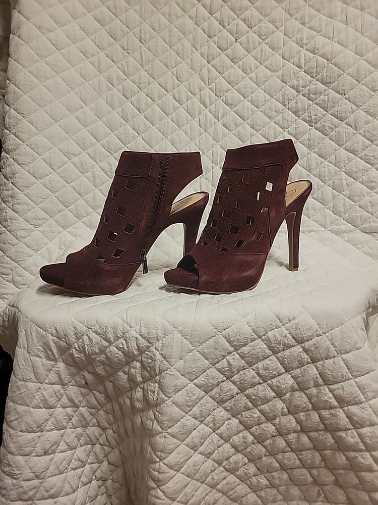 Jessica Simpson Burgundy Velve Leather Suede Pointed Toe Pumps Size 8