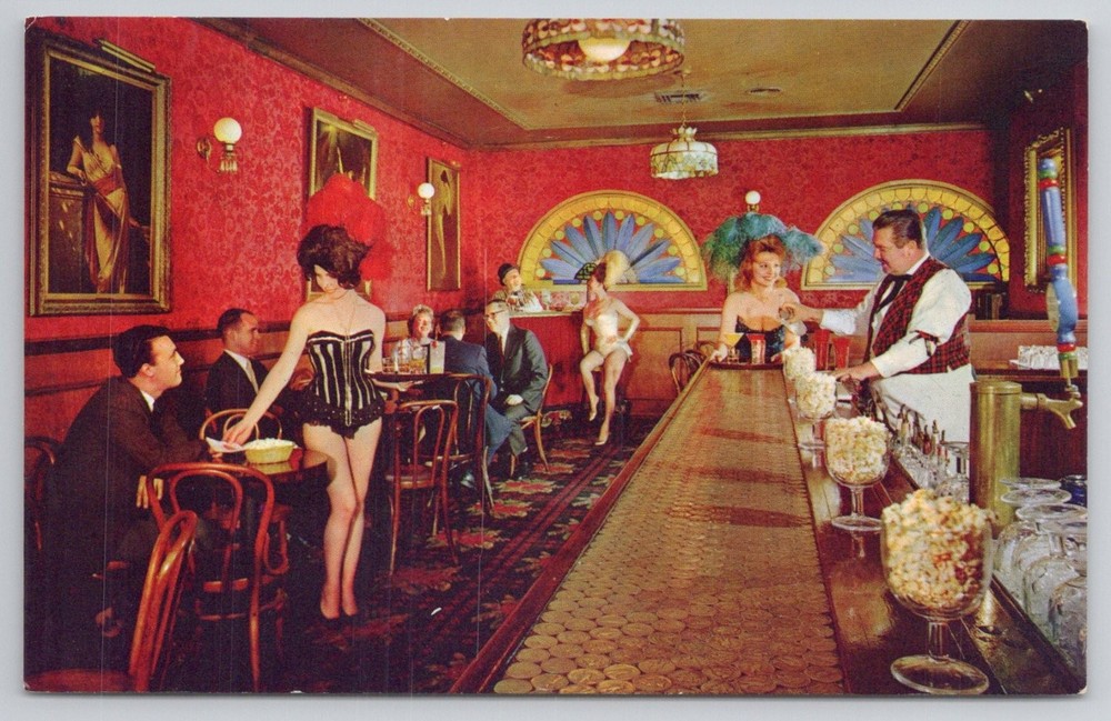 Beverly Hills Gay 90's Silver Dollar Bar Vintage Mike Roberts Postcard