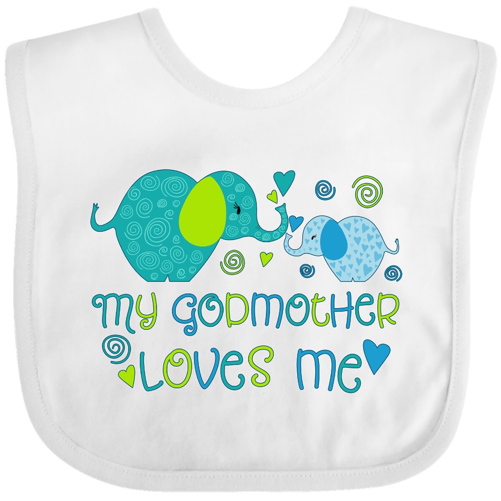 Inktastic My Godmother Loves Me- Cute Elephants Baby Bib Godchild Godson Kid