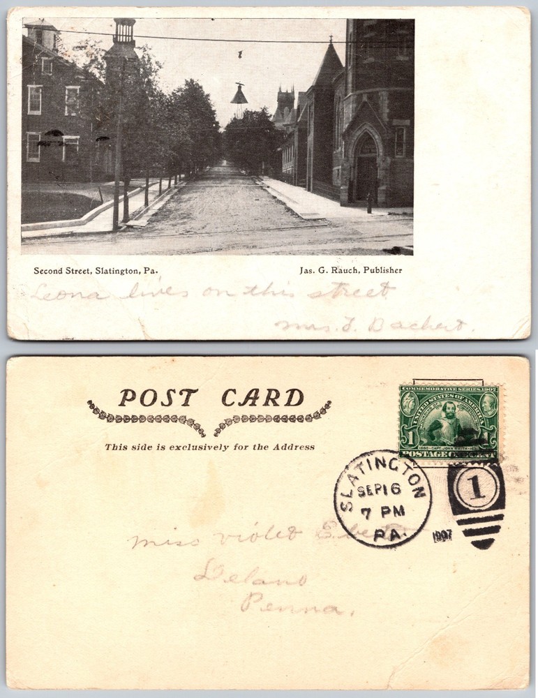 Second Street Slatington PA Postcard