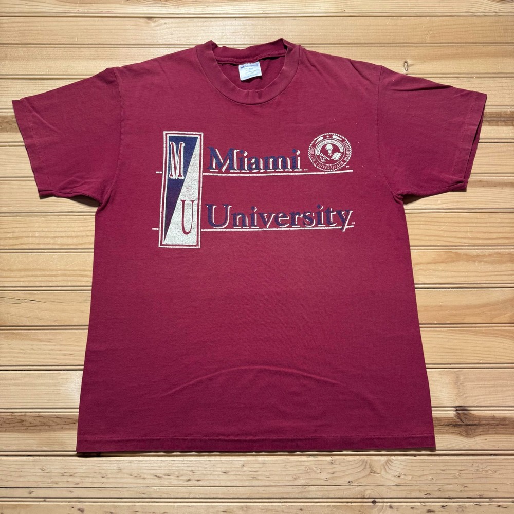 Vintage 90s Champion Miami University College Single Stitch Shirt Size Large