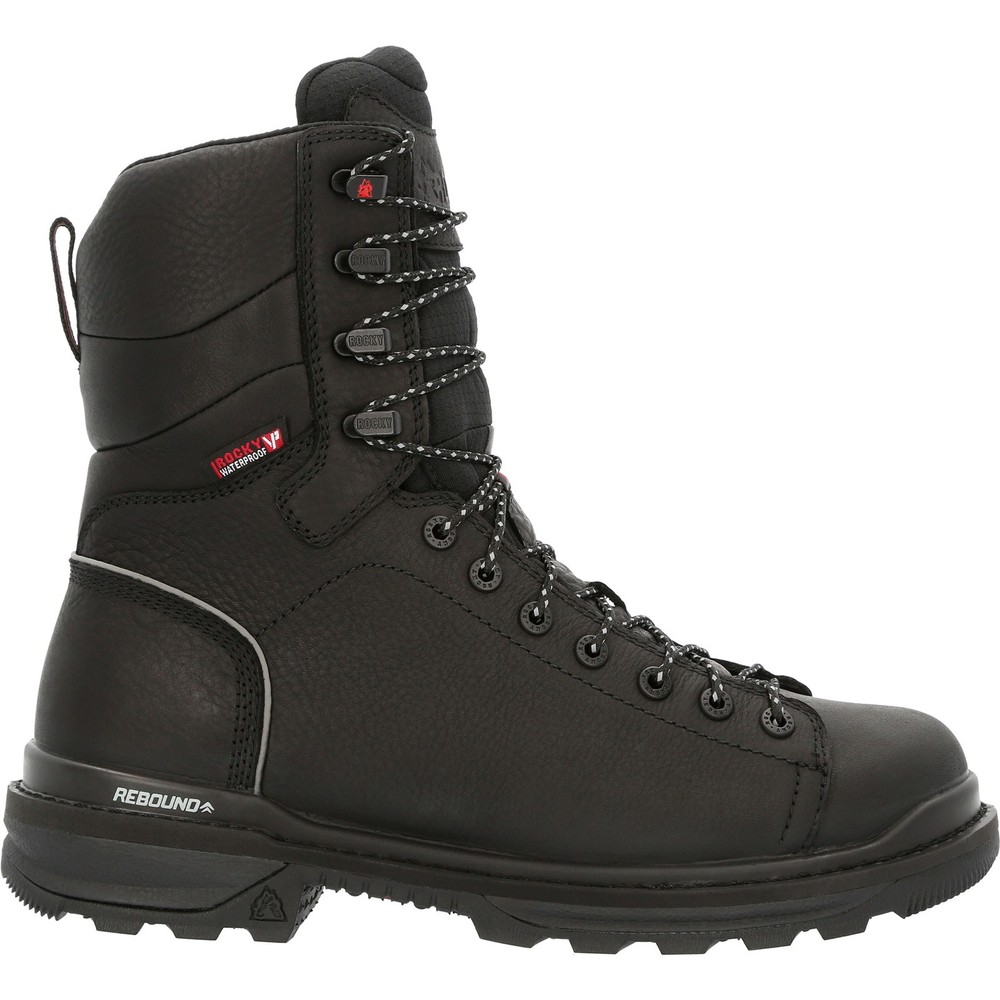 Rocky Rams Horn Waterproof Black Wide Safety Work Boots for Men