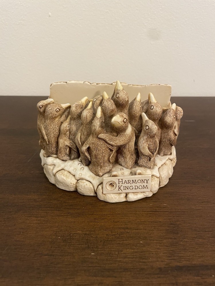 Vintage 1995 Harmony Kingdom Penguins Letter Holder Holding Court Treasure Jest Collectible Figurine