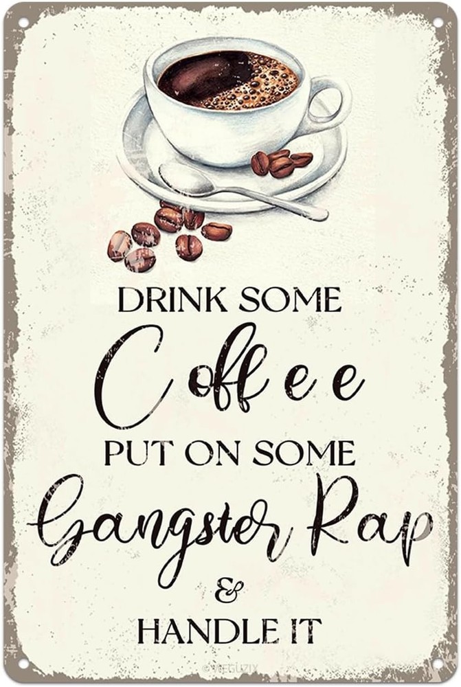 Coffee Metal Wall Sign Vintage Art Aluminum Hanging Plaque 8X12 Inch