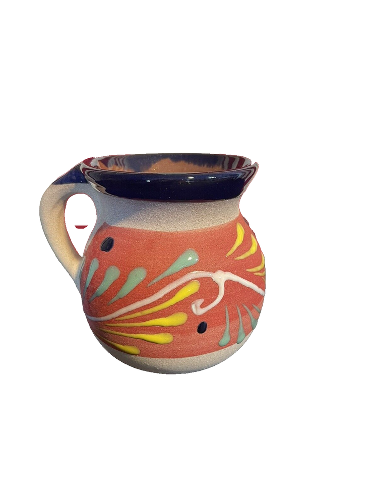 Mexican Clay Coffee Mug Tazas De Barro Pottery Folk Art Cup