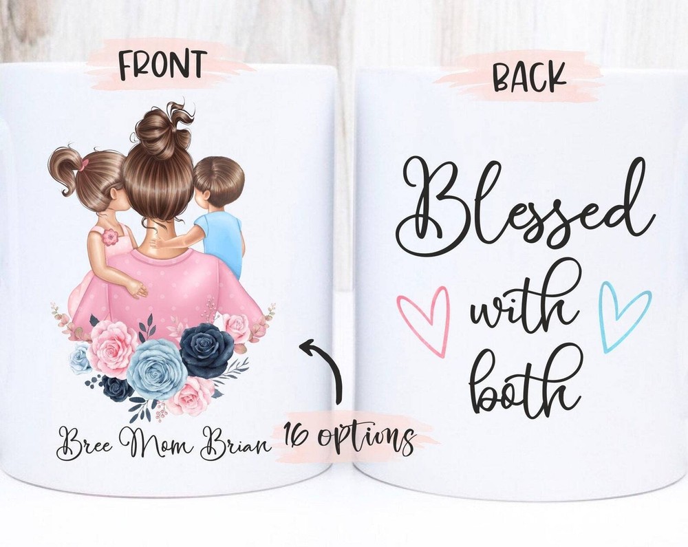 Mom Of 2 Toddler Girl & Boy Mug For Blessed Parents
