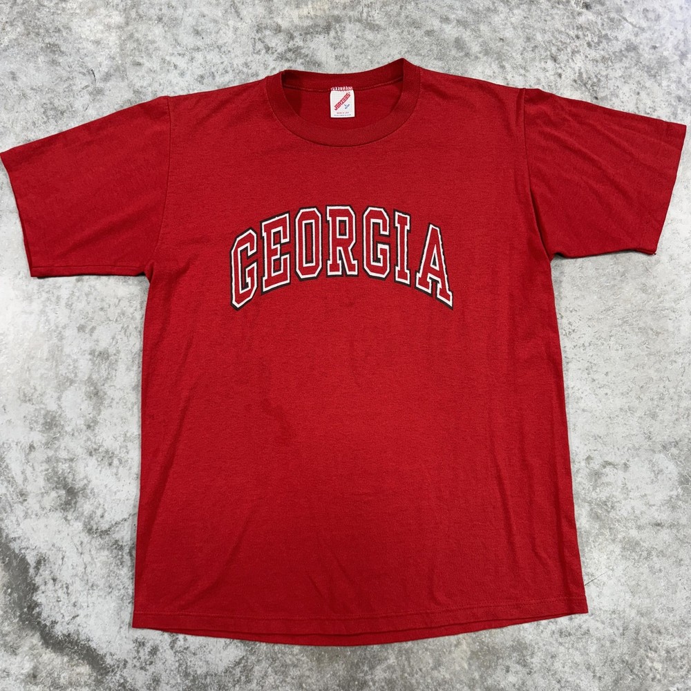 Vintage Georgia Shirt Mens Large Red USA College Tee T-Shirt Spell Out 90s